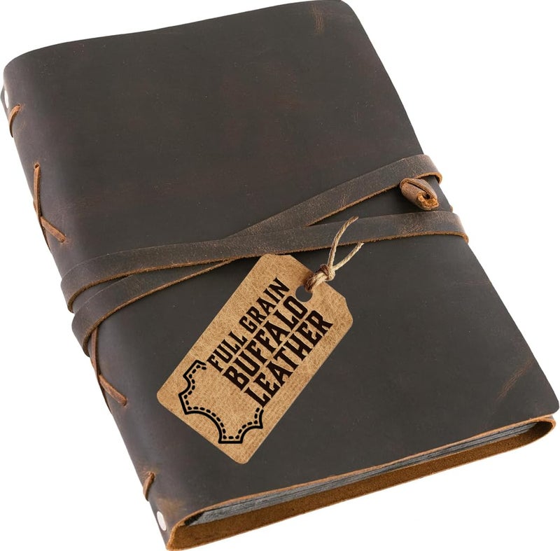 MOONSTER Leather Scrapbook & Photo Album â€“ Handcrafted Full Grain Buffalo Leather Scrapbook Keepsake Photo Book with Strap â€“ Vintage Gift Picture Album for Memories & Classic Photo Albums - Image 1